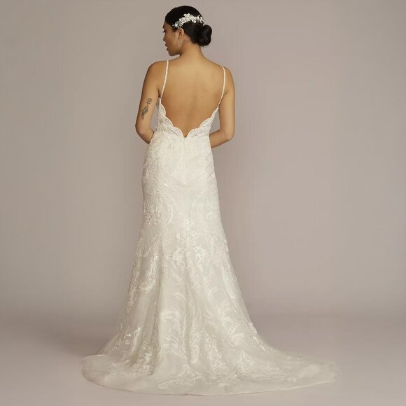 NWT Galina Signature  Glitter Tulle Lace Mermaid Wedding Dress - Picture 2 of 3